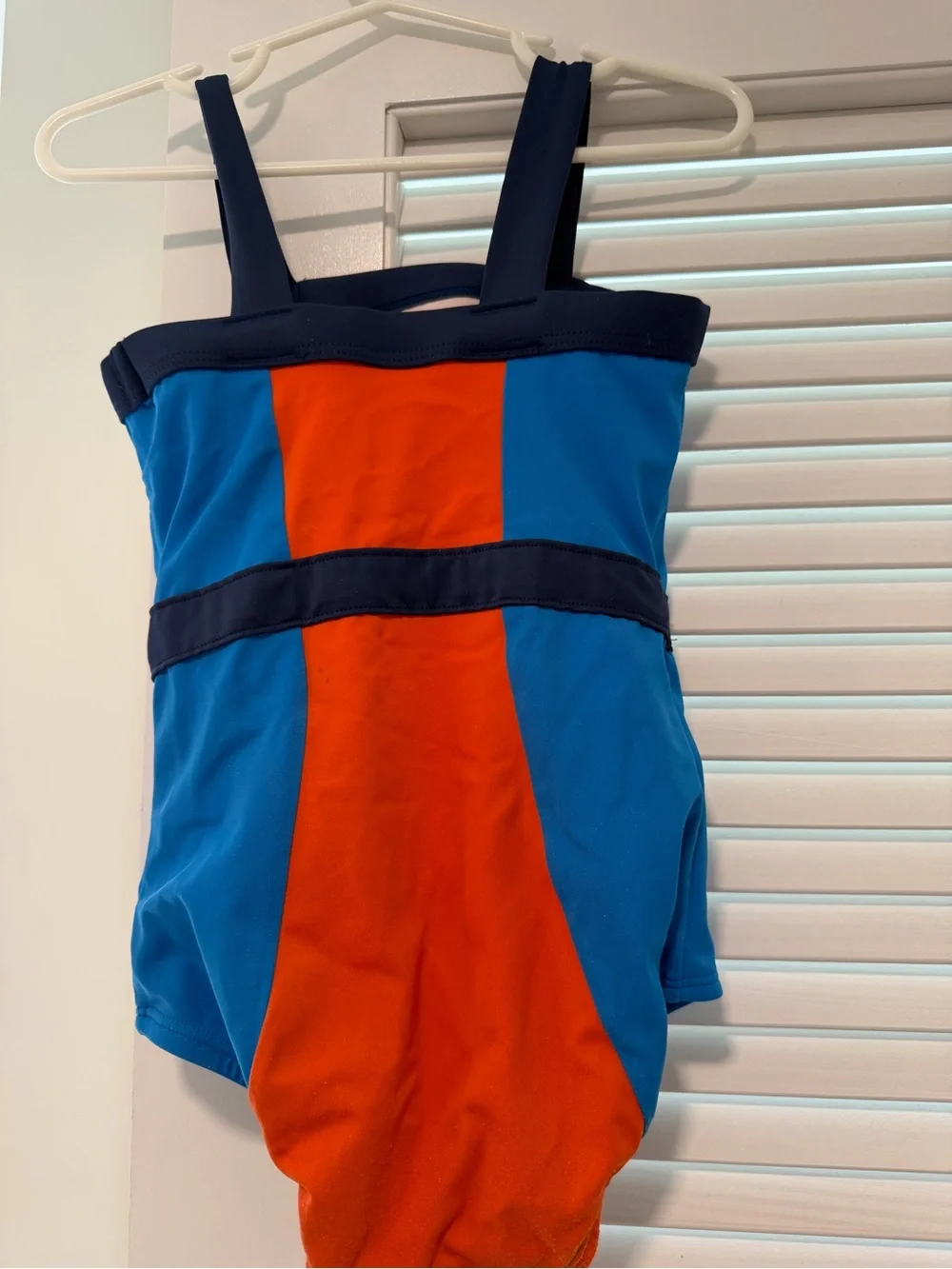 Hanna Andersson Orange & Blue Colorblock One-Piece Swim size 4